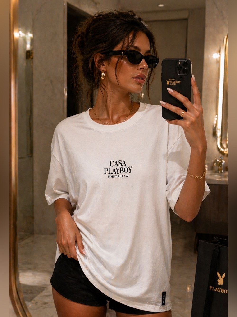 Playboy x Missguided White Casa Playboy Graphic T Shirt